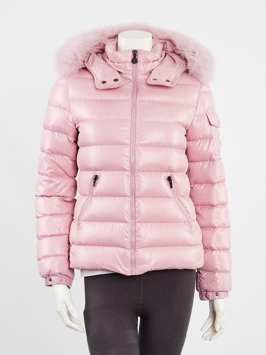 Moncler Pink Quilted Nylon Down Bady Fox Fur Jacket Size 14 Youth Yoogi s Closet