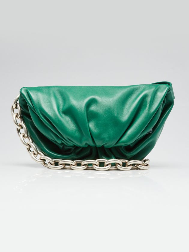 Bottega Veneta Green Leather Pouch Chain Belt Bag