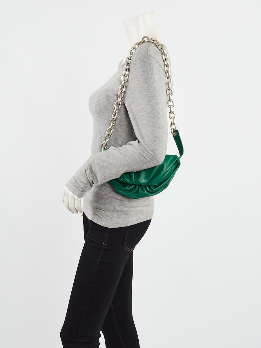 Bottega Veneta Green Leather Pouch Chain Belt Bag