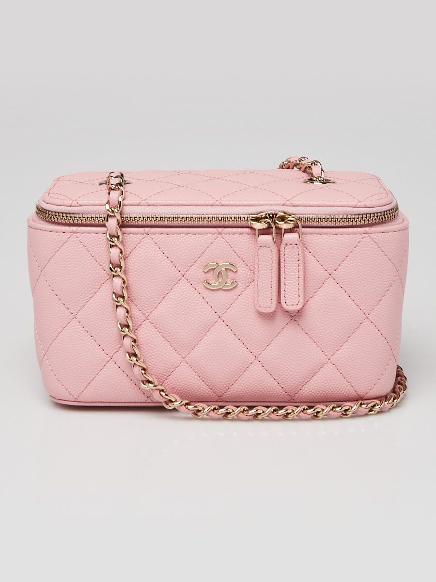 Chanel Pink Quilted Caviar Leather Small Vanity Case With Chain Bag -  Yoogi's Closet