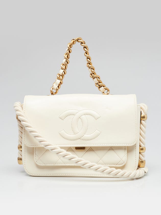 Chanel White Calfskin Leather En Vouge Shoulder Bag | Yoogi's Closet