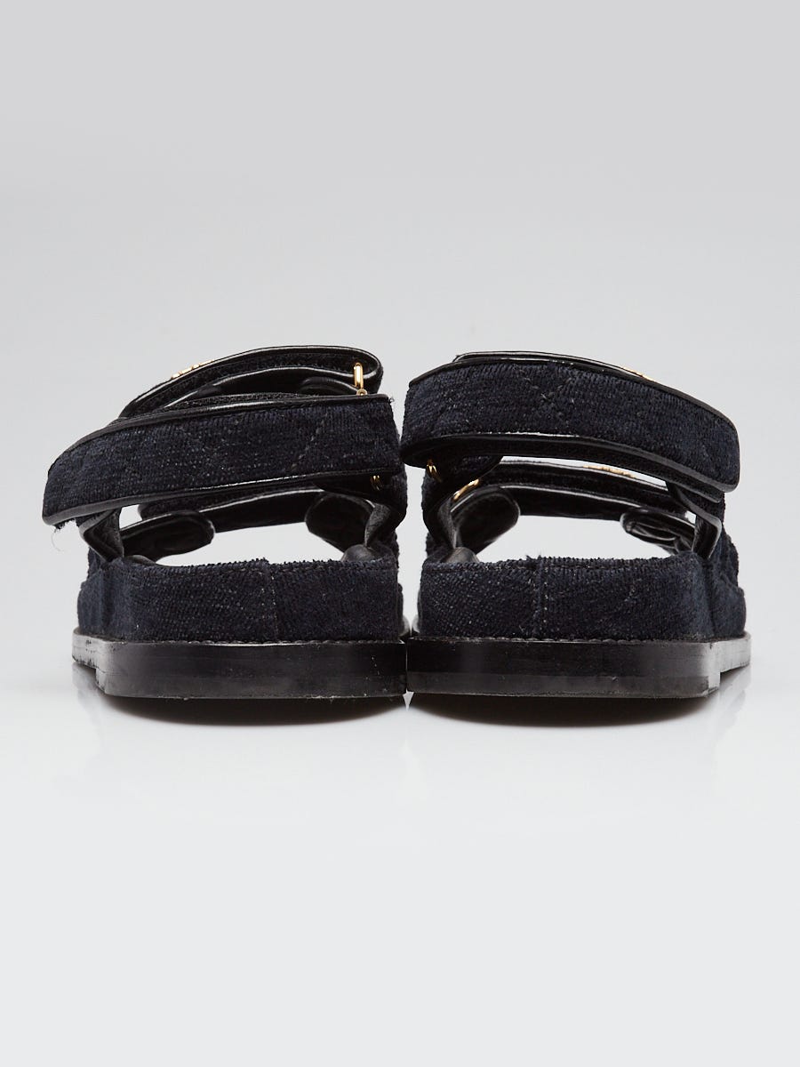 black leather chanel sandals 38
