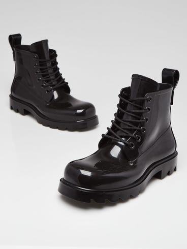 Bottega Black Rubber Stride Lace Up Boots Size 9.5/40
