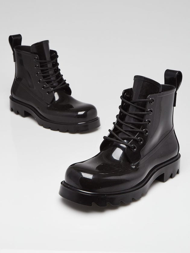 Bottega Black Rubber Stride Lace Up Boots Size 9.5/40