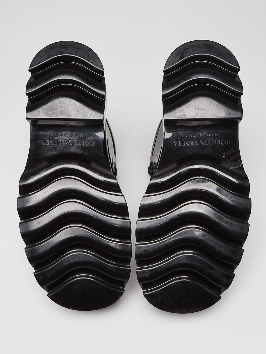 Bottega Black Rubber Stride Lace Up Boots Size 9.5/40