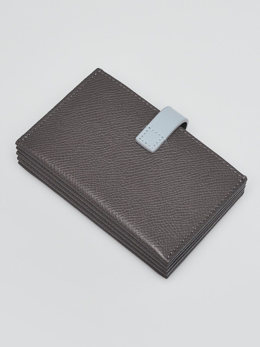 Celine Grey Grained Calfskin Leather Accordion Card Holder Wallet
