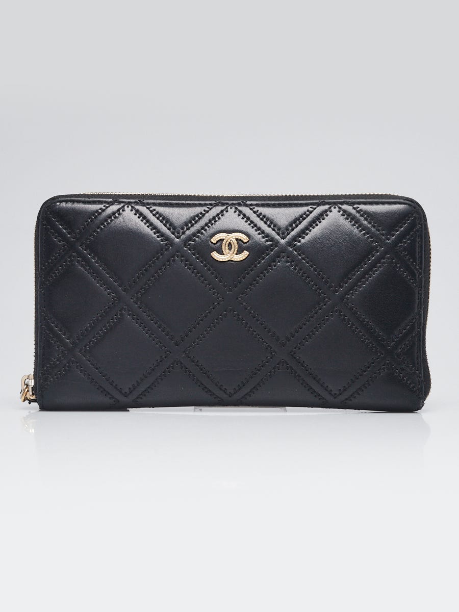 Chanel Black Quilted Lambskin Leather Tassel Organizer Wallet