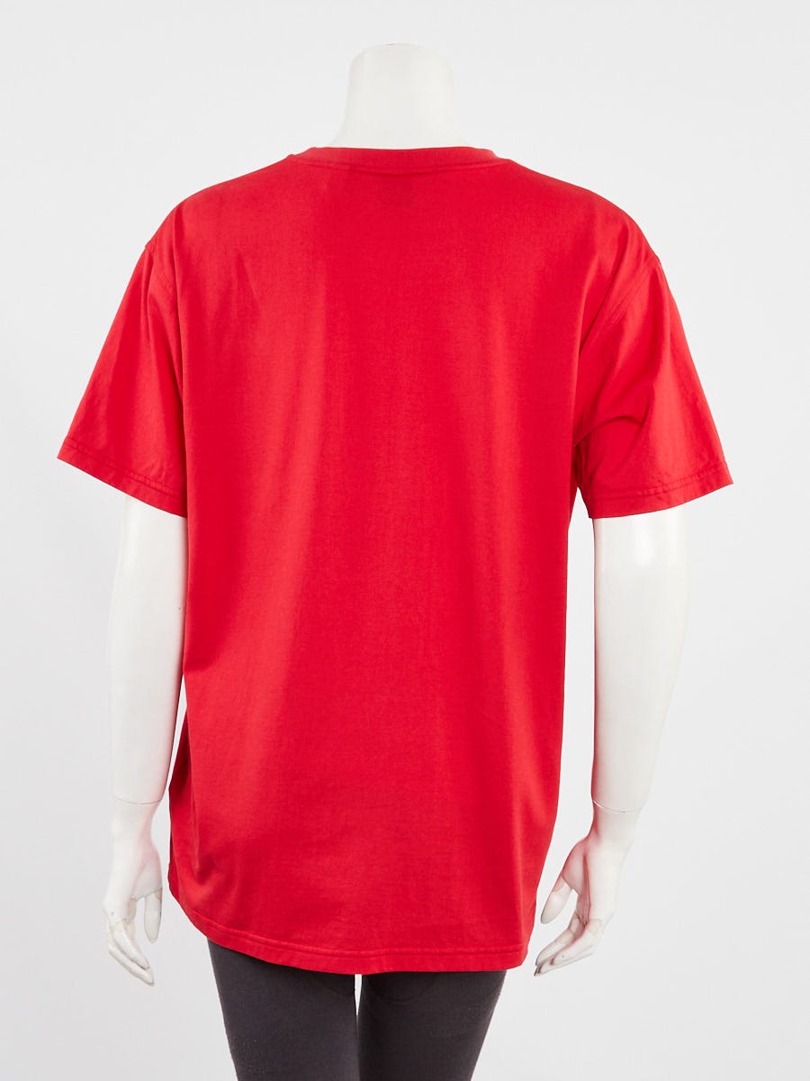 Burberry Bright Red Cotton Oversized Logo T-Shirt Size S Burberry Bright Red Cotton Oversized Logo T-Shirt Size S