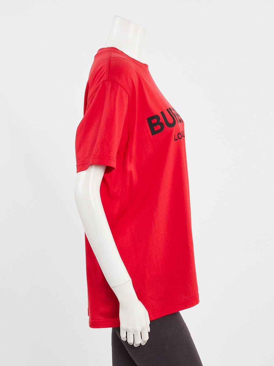 Burberry Bright Red Cotton Oversized Logo T-Shirt Size S