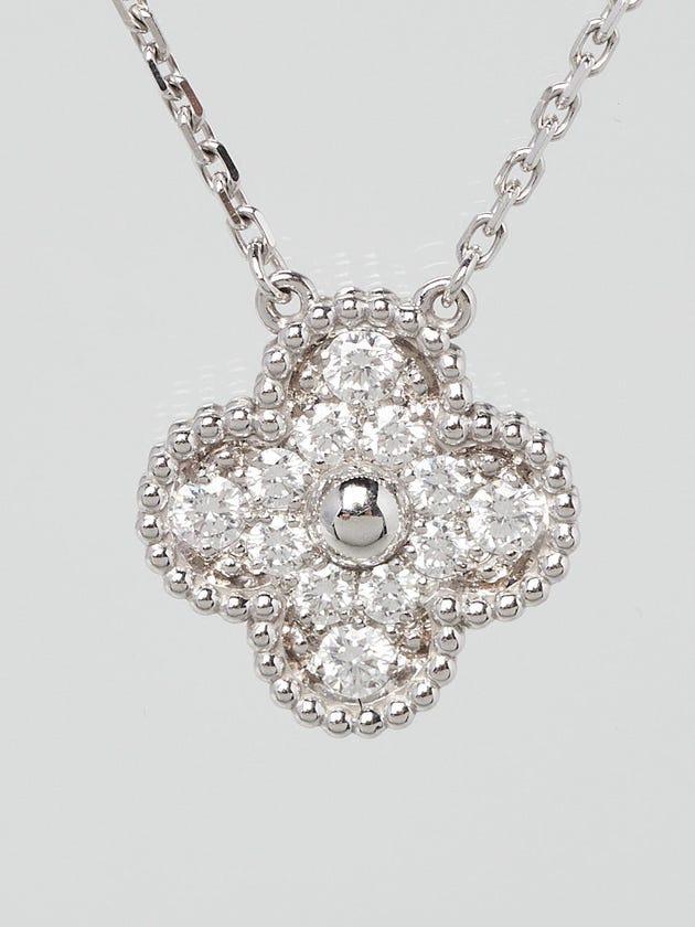 Van Cleef Arpels 18k White Gold and Diamond Vintage Alhambra