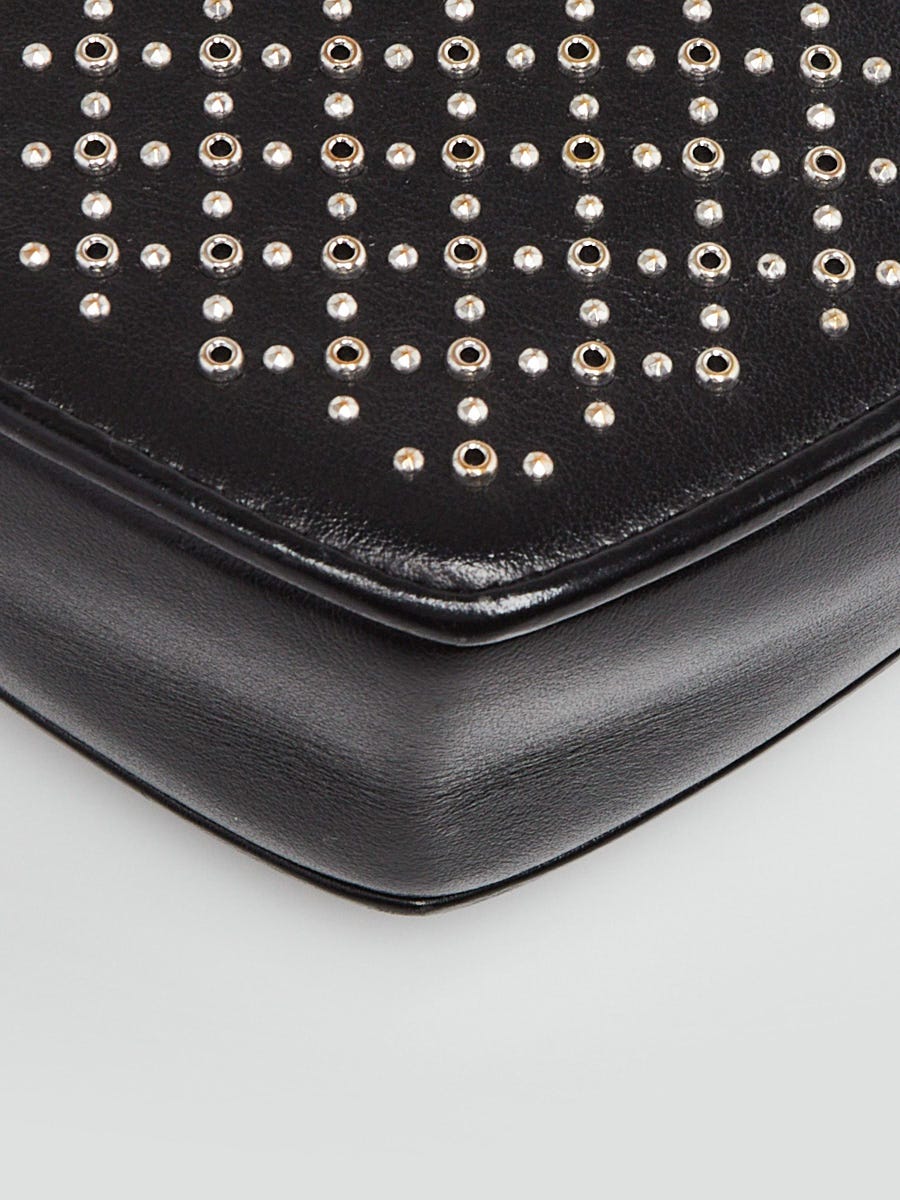 Yves Saint Laurent Black Leather Studded Heart Monogram