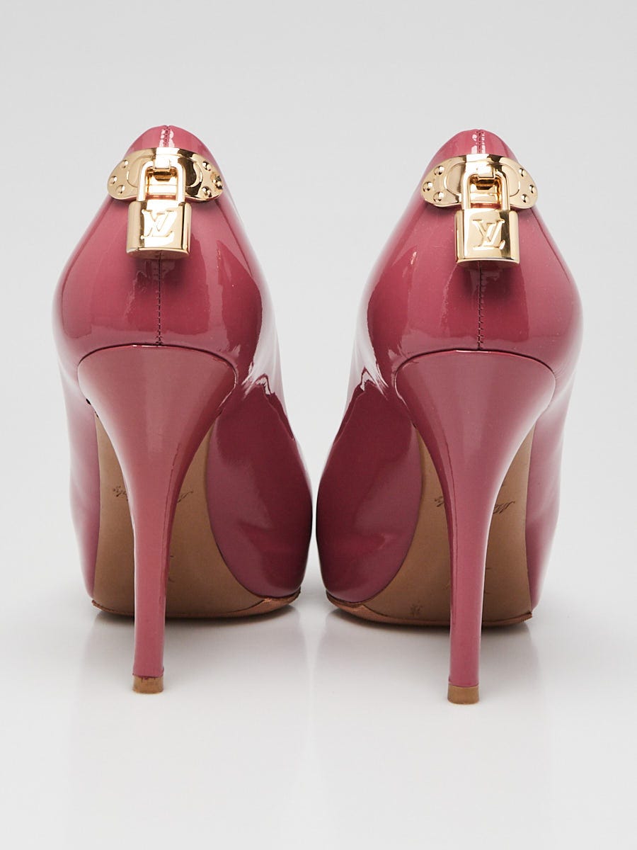 Louis Vuitton Dark Pink Patent Leather Peep Toe Oh Really Pumps Size 5.5/36  - Yoogi's Closet