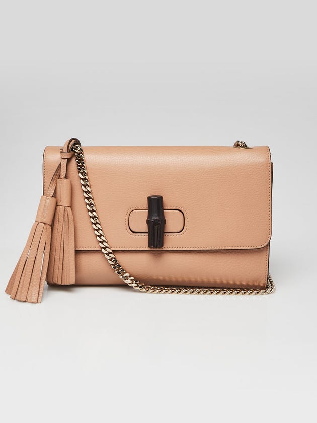 Gucci Beige Leather Lady Bamboo Flap Bag