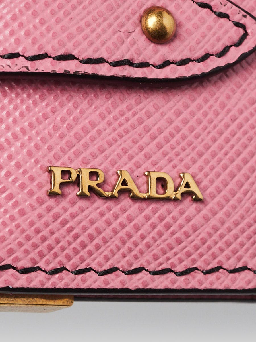 Prada Pink/Black Saffiano Leather Cahier Book Bag Charm 1TL111