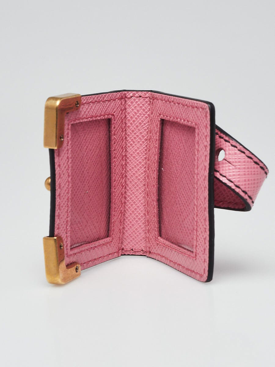 Prada Pink/Black Saffiano Leather Cahier Book Bag Charm 1TL111