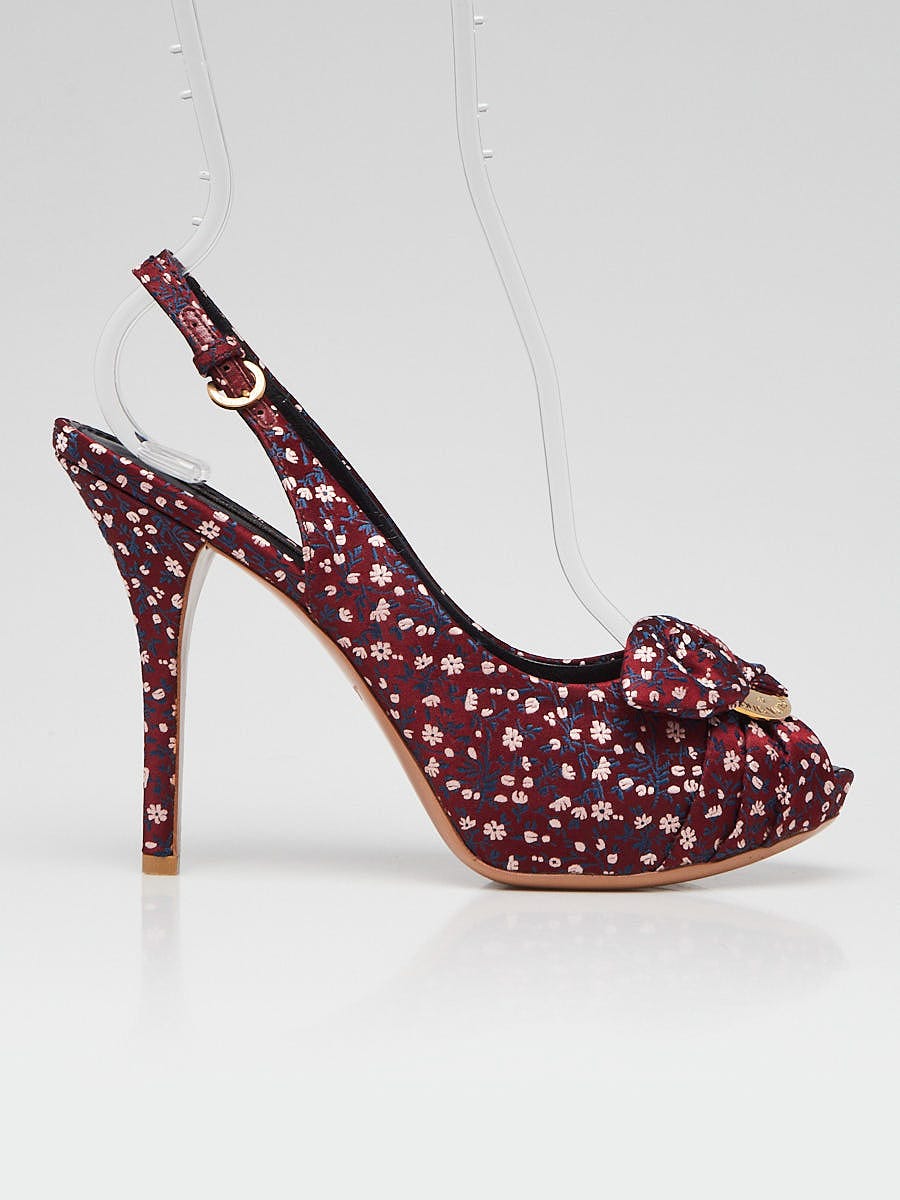 Louis Vuitton Bordeaux Printed Silk Catania Slingback