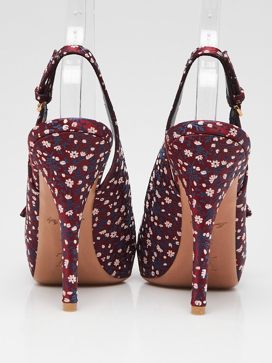 Louis Vuitton Bordeaux Printed Silk Catania Slingback