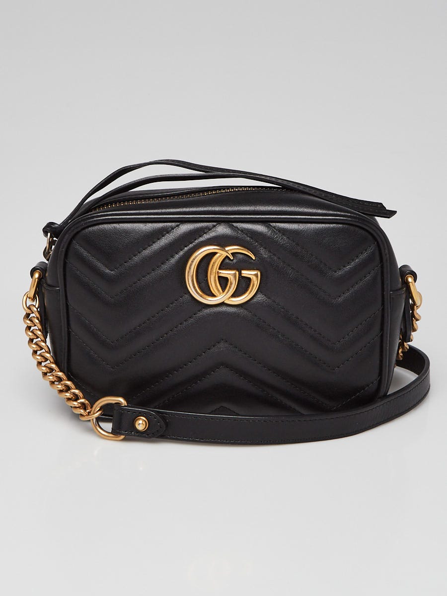 Gucci Black Quilted Leather Mini Marmont Camera Bag Yoogi s Closet