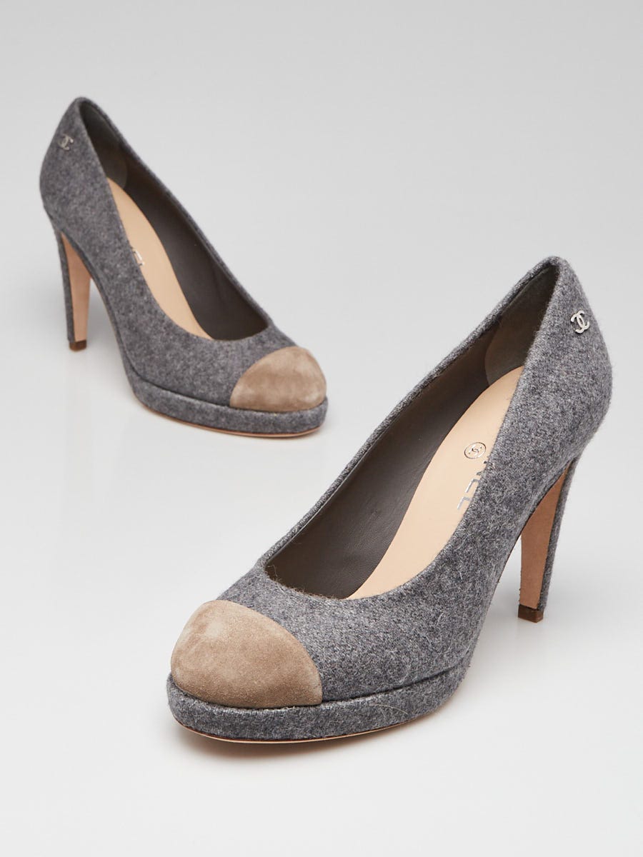 CHANEL Cap-Toe Two-Tone Pumps – Size 38C | Black Velvet & Beige Leather | Luxury Designer Shoes