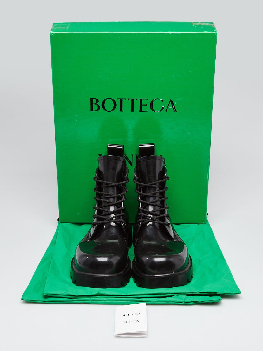 Bottega Black Rubber Stride Lace Up Boots Size 10.5/41 | Yoogi's