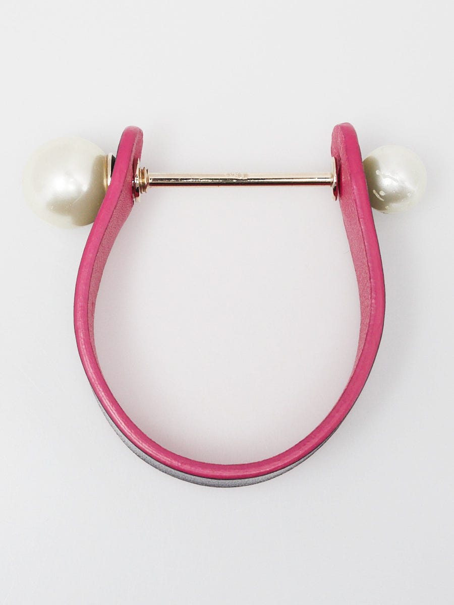 Christian Dior Black/Pink Leather Pearl Cuff Bracelet Christian Dior Black/Pink Leather Pearl Cuff Bracelet