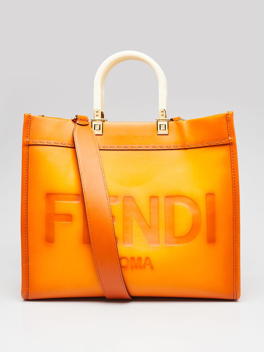 Fendi Orange Leather Medium Sunshine Tote Bag 8BH386 Yoogi s Closet