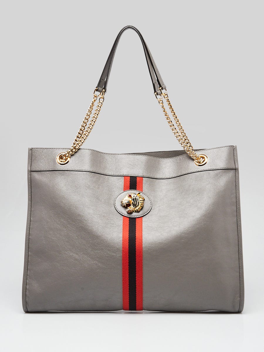 Gucci Grey Leather Large Rajah Tote Bag Yoogi s Closet