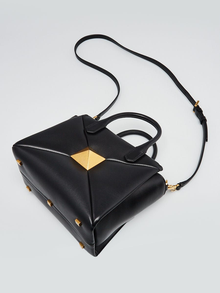 Valentino Black Lambskin Leather One Stud Crossbody Tote Bag