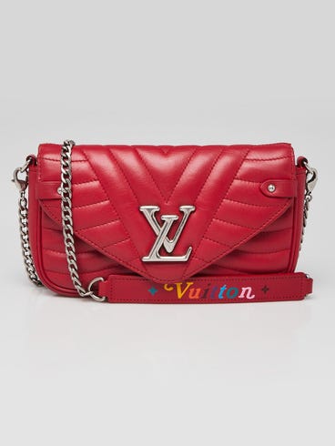 Louis Vuitton Red Quilted Leather New Wave Chain Pochette Bag