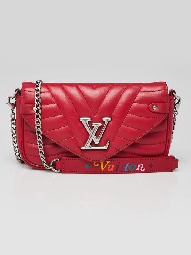 Louis Vuitton Red Quilted Leather New Wave Chain Pochette Bag