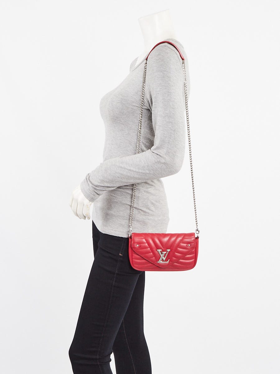 Louis Vuitton Red Quilted Leather New Wave Chain Pochette Bag