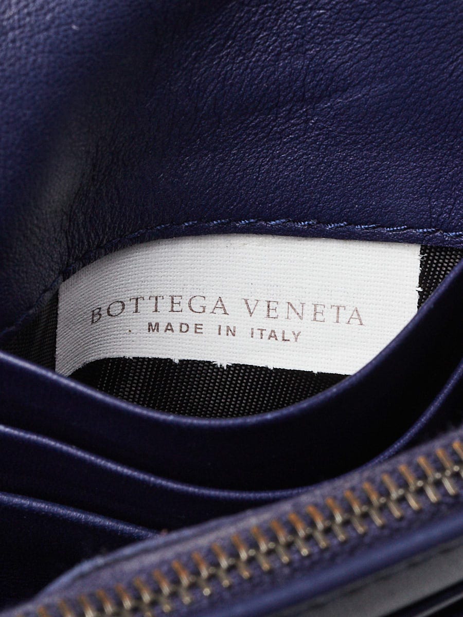 Bottega Veneta Blue Intrecciato Woven Nappa Leather Wallet Bottega Veneta Blue Intrecciato Woven Nappa Leather Wallet