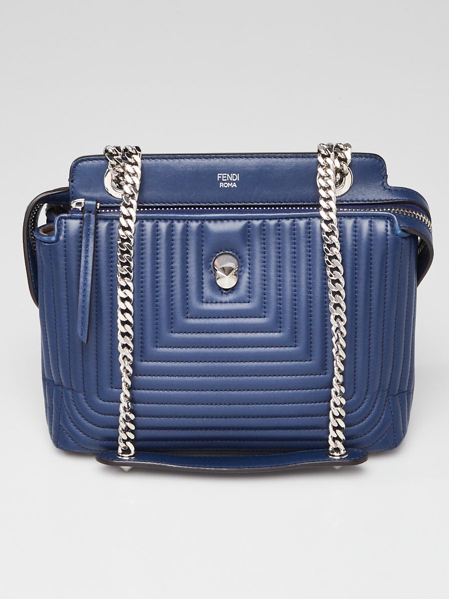 Fendi Blue Quilted Lambskin Leather Dotcom Click Small Shoulder Bag -  8BN299 | Yoogi's Closet