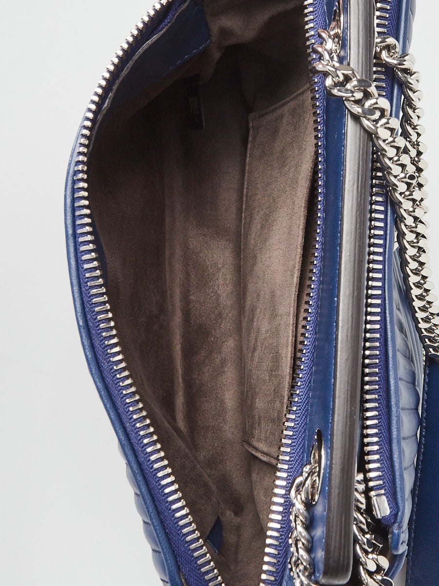 数量は多 Fendi Small Click Dotcom Leather Lambskin Quilted Blue 時計