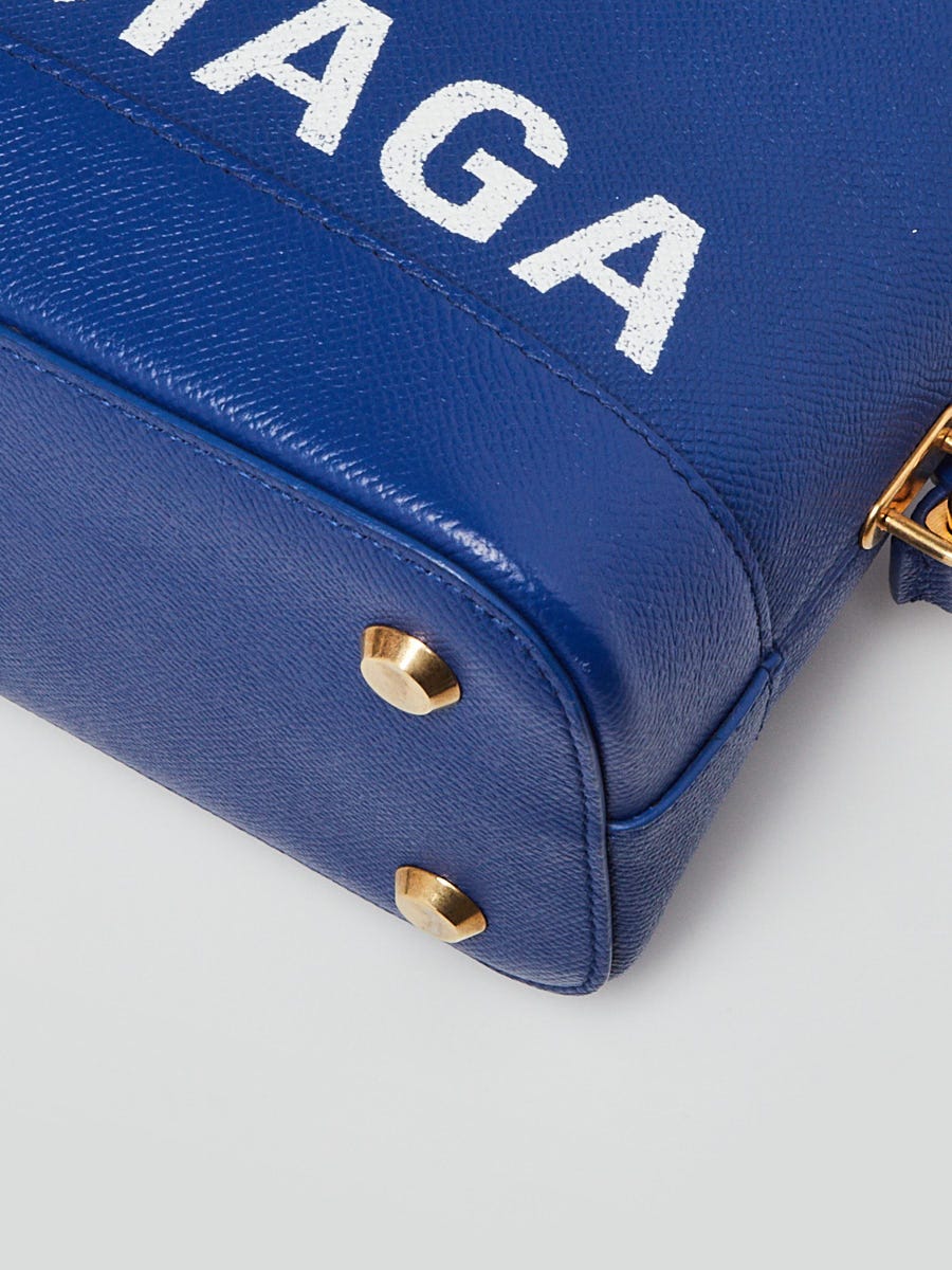 Balenciaga Blue Stamped Calfskin Leather Small Ville Satchel Bag