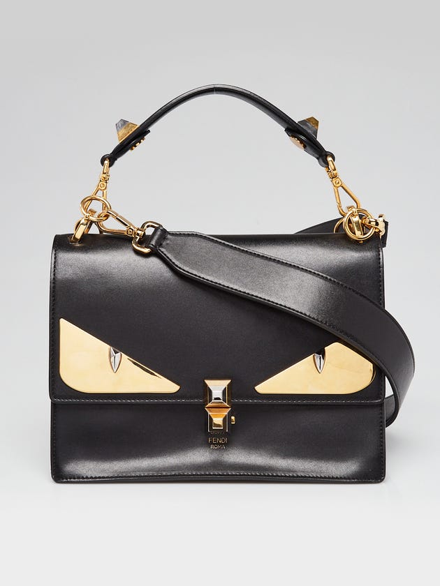 Fendi Black Leather Monster Eyes Kan I Medium Shoulder Bag 8BT283 fendi-black-leather-monster-eyes-kan-i-medium-shoulder-bag-8bt283
