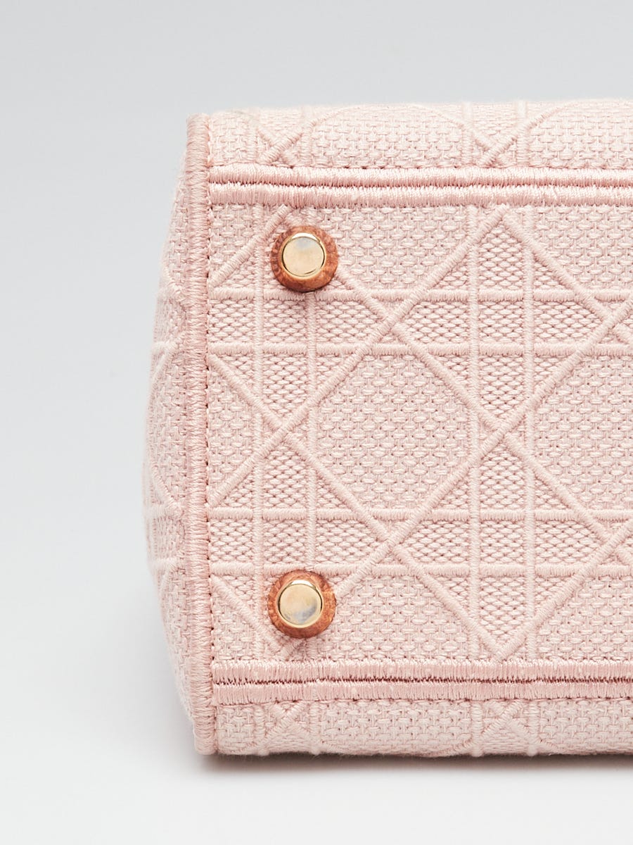 Christian Dior Light Pink Cannage Embroidery Canvas Medium