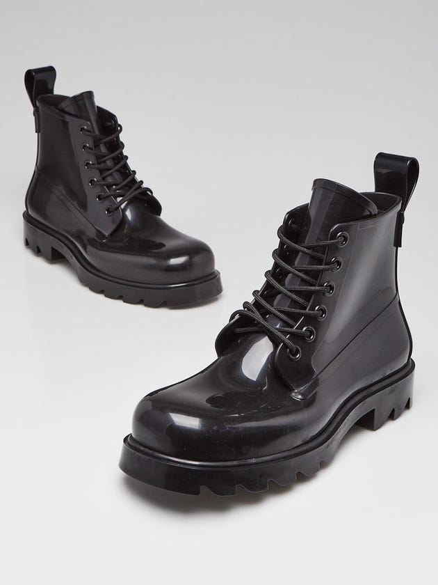 Bottega Black Rubber Stride Lace Up Boots Size 11.5/42