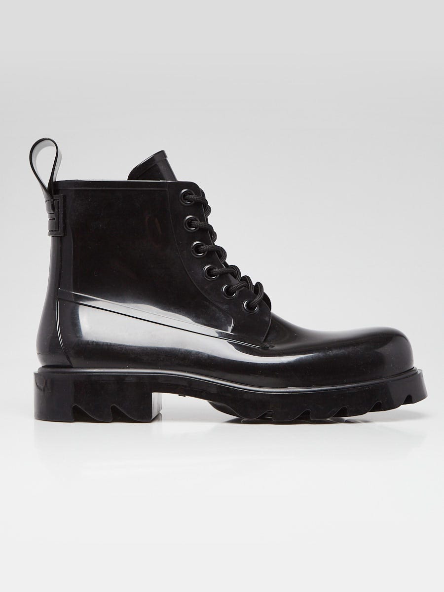 Bottega Black Rubber Stride Lace Up Boots Size 11.5/42 | Yoogi's