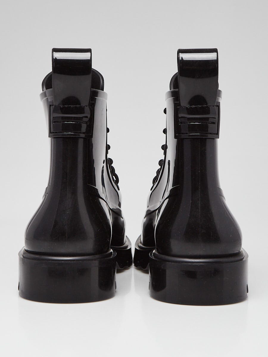 Bottega Black Rubber Stride Lace Up Boots Size 11.5/42 | Yoogi's