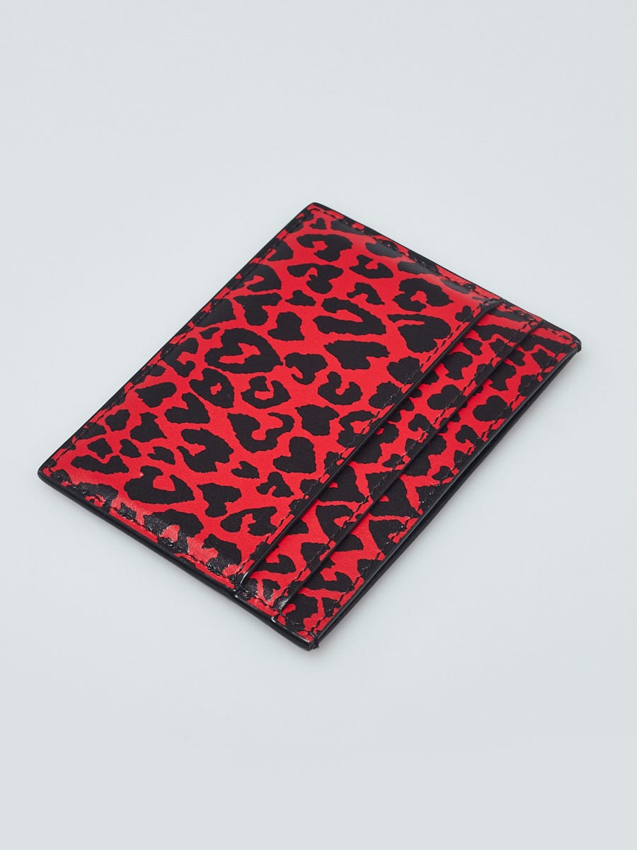 Authentic GUCCI Red Leopard Print Card Holder est. retail good 325$