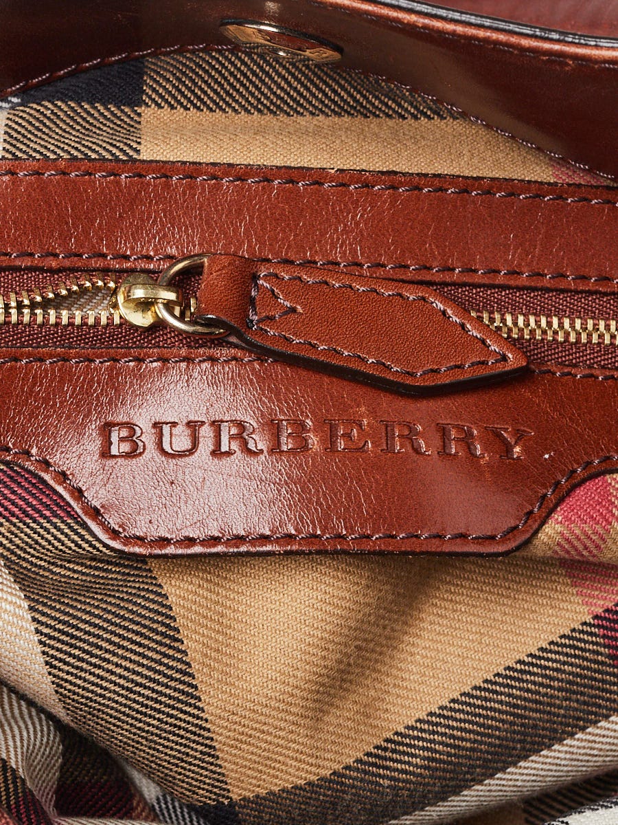 Burberry Brown Leather Hepburn Satchel Bag | Yoogi's Closet