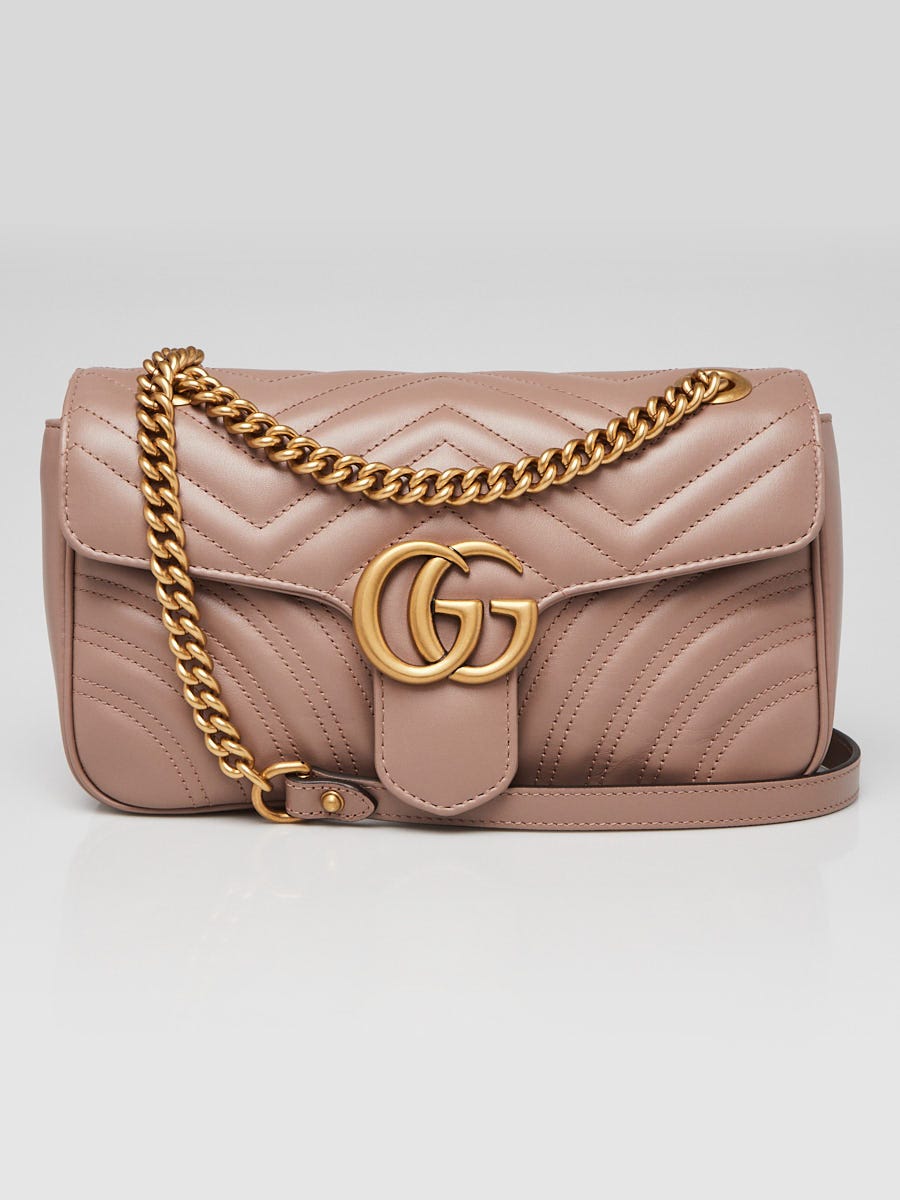 Gucci Beige Quilted Leather Marmont Small Metalasse Shoulder Bag