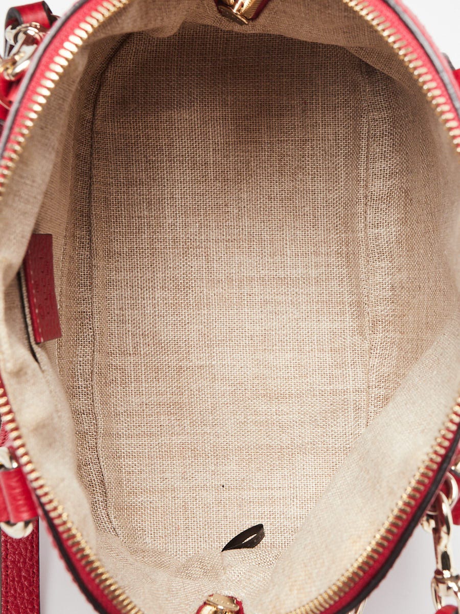 Gucci Red Pebbled Leather Mini Dome Crossbody Bag | Yoogi's