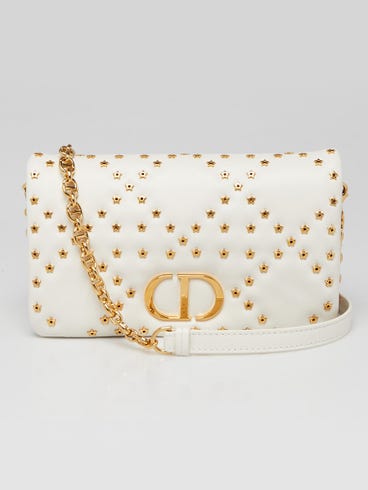 Christian Dior Latte Macrocannage Star Quilted Calfskin Leather Mini Caro Bag