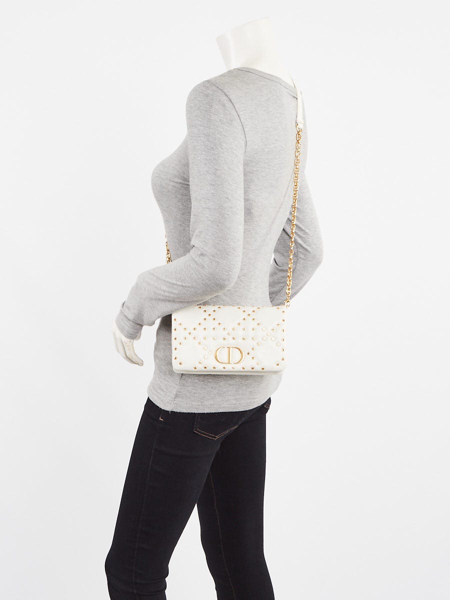 Christian Dior Latte Macrocannage Star Quilted Calfskin Leather Mini Caro Bag