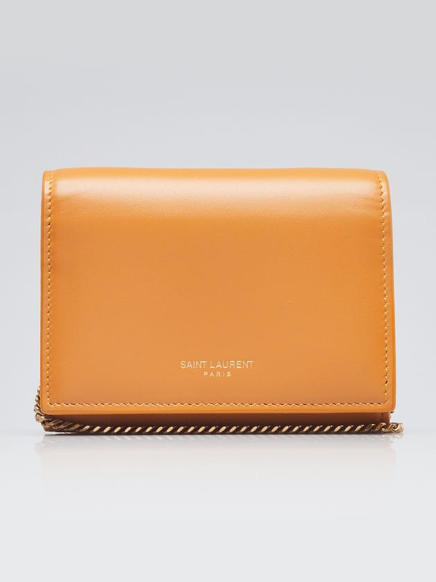Yves Saint Laurent Beige Smooth Leather Mini Card Case on Chain Bag