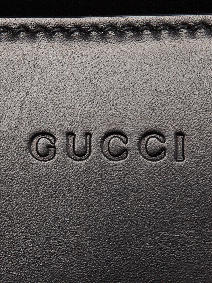 Gucci Black Smooth Calfskin Leather Nymphaea Medium Top Handle Bag