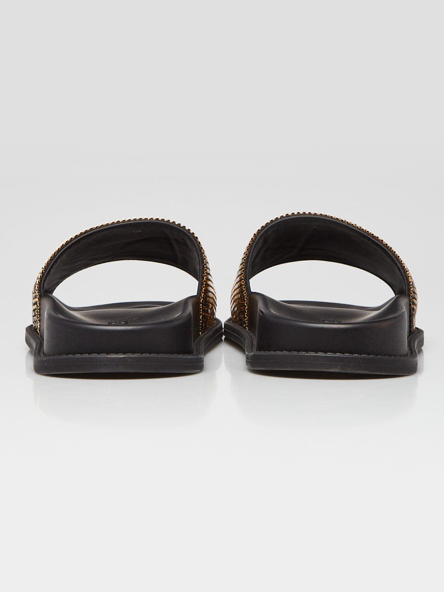 新品☆FENDI VERSACE FENDACEサンダル サイズ38 Fendi x Versace Metal Mesh Fendace Logo Slides Size 7.5/38