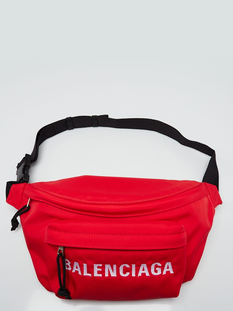 在庫処分】 BALENCIAGA◇ウエストバッグ/ナイロン/RED/無地/482389